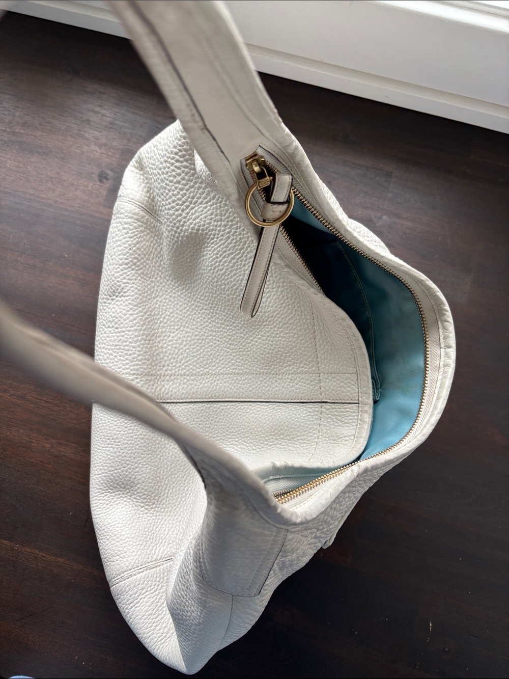 Vintage Coach Ergo hobo hand bag White Leather with Gold Turn-Lock - Picture 4 of 5